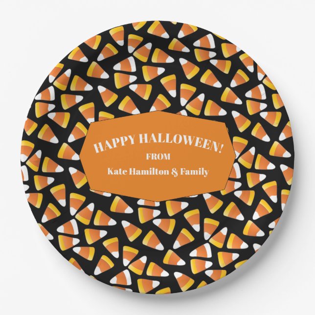 Candy Corn Halloween-Party Pappteller (Vorderseite)