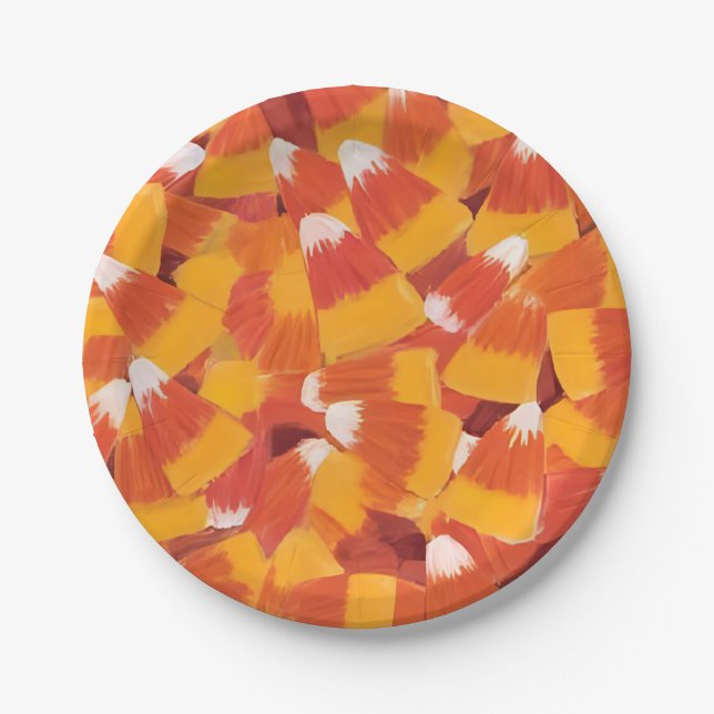 Candy Corn Halloween-Party Pappteller (Vorderseite)