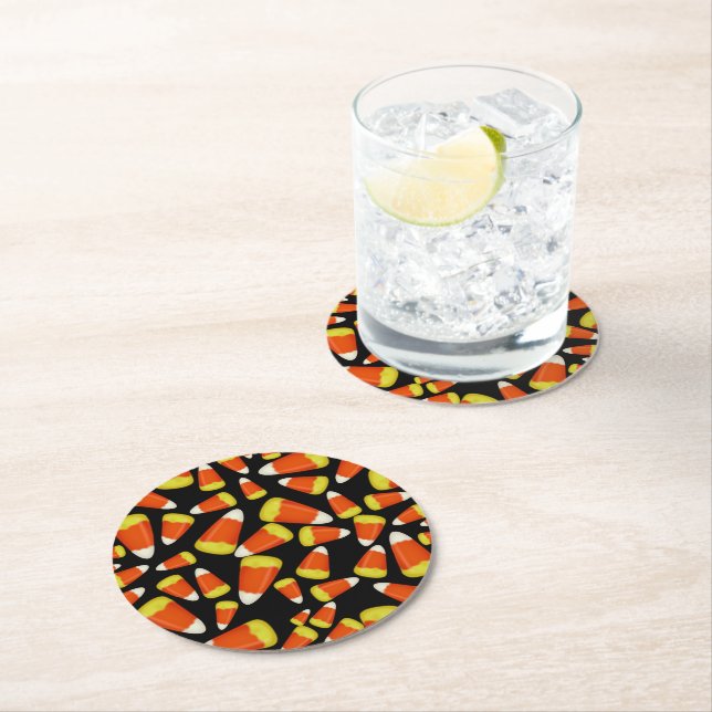 Candy Corn Halloween Runder Pappuntersetzer (Vor Ort)