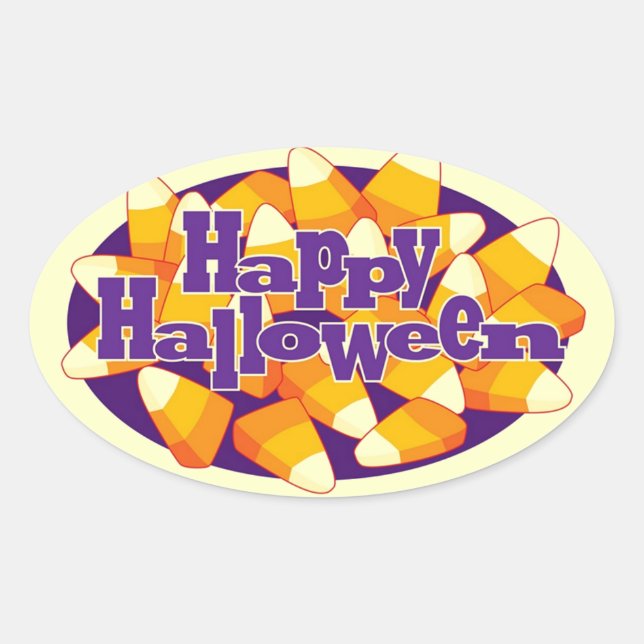 Candy Corn - Halloween-Sticker Ovaler Aufkleber (Vorderseite)