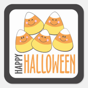 Candy Corn Happy Halloween Quadratischer Aufkleber