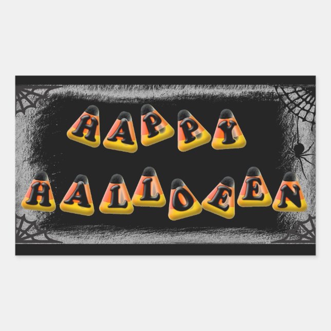 Candy Corn Happy Halloween Rechteckiger Aufkleber (Vorderseite)