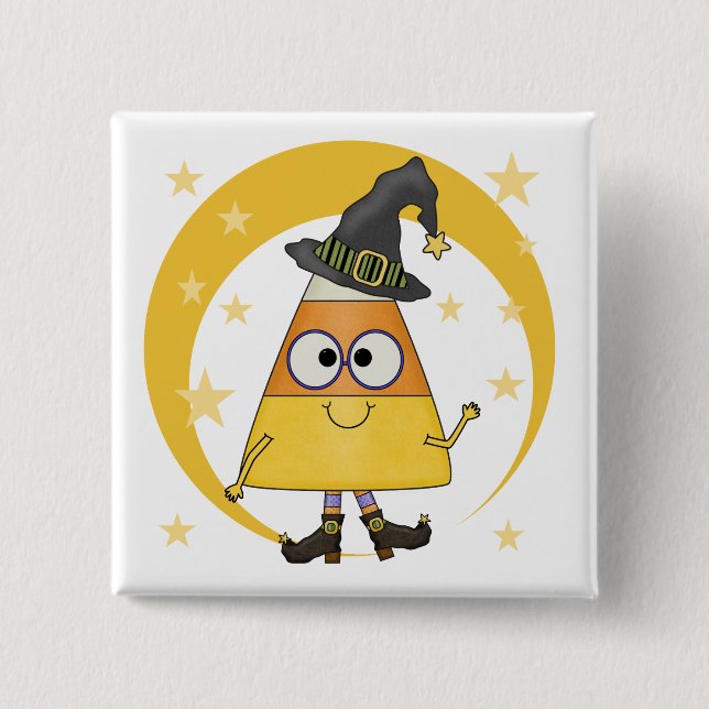 Candy Corn Hexe Halloween Button (Vorderseite)