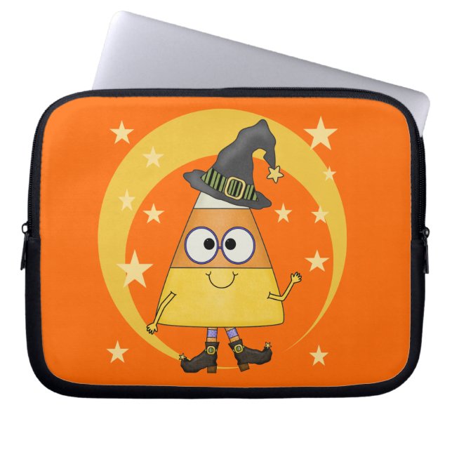 Candy Corn Hexe Halloween Laptopschutzhülle (Vorderseite)