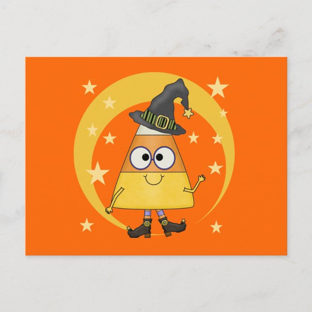 Candy Corn Hexe Halloween Postkarte (Vorderseite)