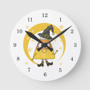 Candy Corn Hexe Halloween Runde Wanduhr