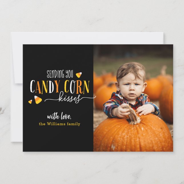 Candy Corn Kisses Halloween Foto Cards Karte (Vorderseite)