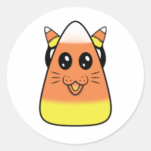 Candy Corn Kitty Runder Aufkleber