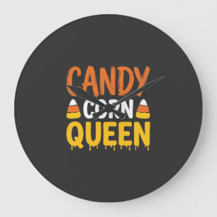 Candy Corn Königin Halloween Grafik_1 Große Wanduhr
