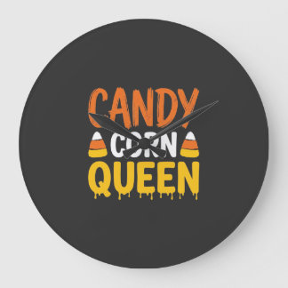 Candy Corn Königin Halloween Grafik_1 Große Wanduhr