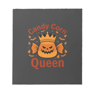 Candy Corn Königin Halloween-Krone Fledermäuse_1 Notizblock