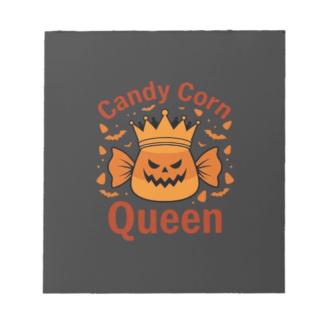 Candy Corn Königin Halloween-Krone Fledermäuse_1 Notizblock (Vorderseite)