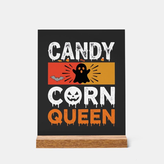 Candy Corn Königin Halloween SVG Design Acrylschild (Vorderseite)