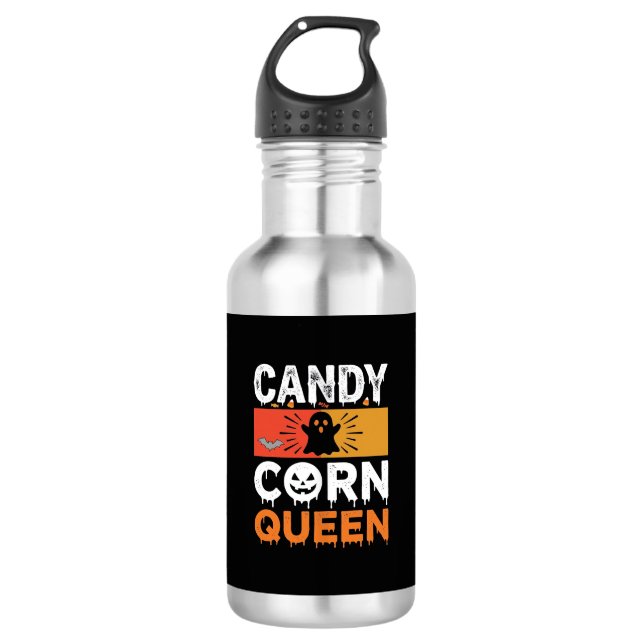 Candy Corn Königin Halloween SVG Design Edelstahlflasche (Vorderseite)