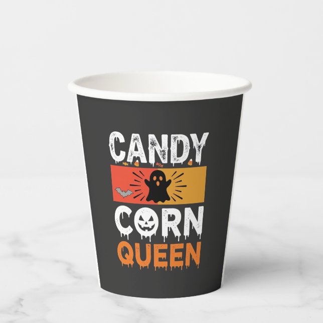 Candy Corn Königin Halloween SVG Design Pappbecher (Vorderseite)