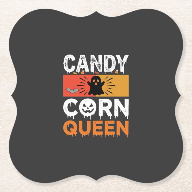 Candy Corn Königin Halloween SVG Design Untersetzer (Vorderseite)