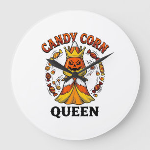 Candy Corn Königin Vintage Halloween Süßigkeiten S Große Wanduhr