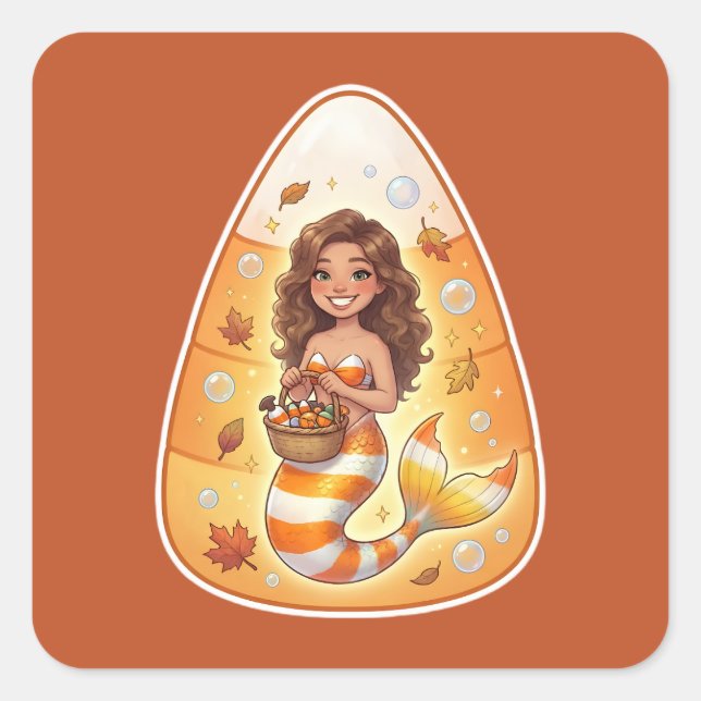 Candy Corn Meerjungfrau Quadratischer Aufkleber (Vorderseite)