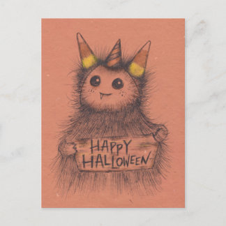Candy Corn Monster Halloween Postkarte