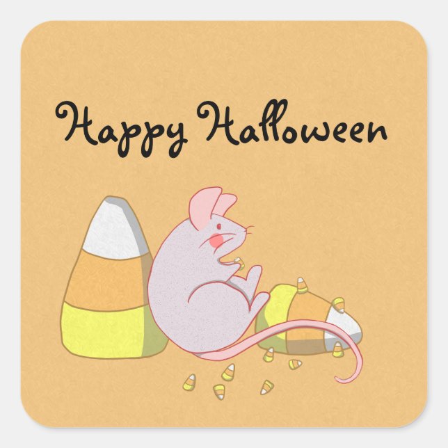 Candy Corn Mouse Quadratischer Aufkleber (Vorderseite)