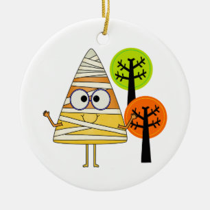 Candy Corn Mummy Halloween Keramikornament