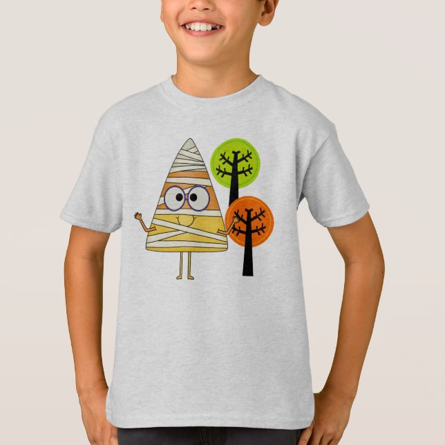 Candy Corn Mummy Halloween T-Shirt (Vorderseite)
