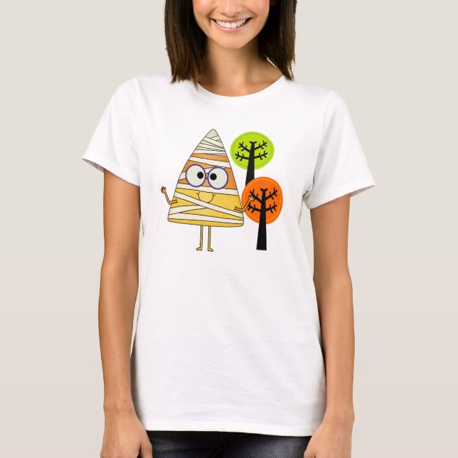 Candy Corn Mummy Halloween T-Shirt (Vorderseite)