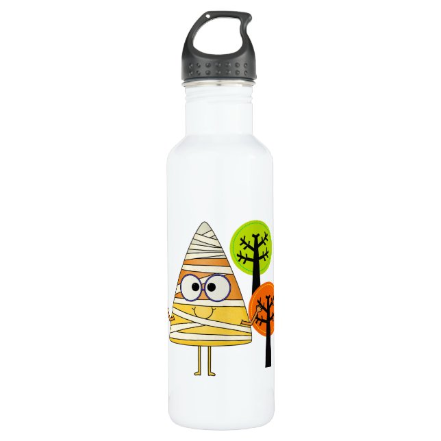 Candy Corn Mummy Halloween Trinkflasche (Vorderseite)