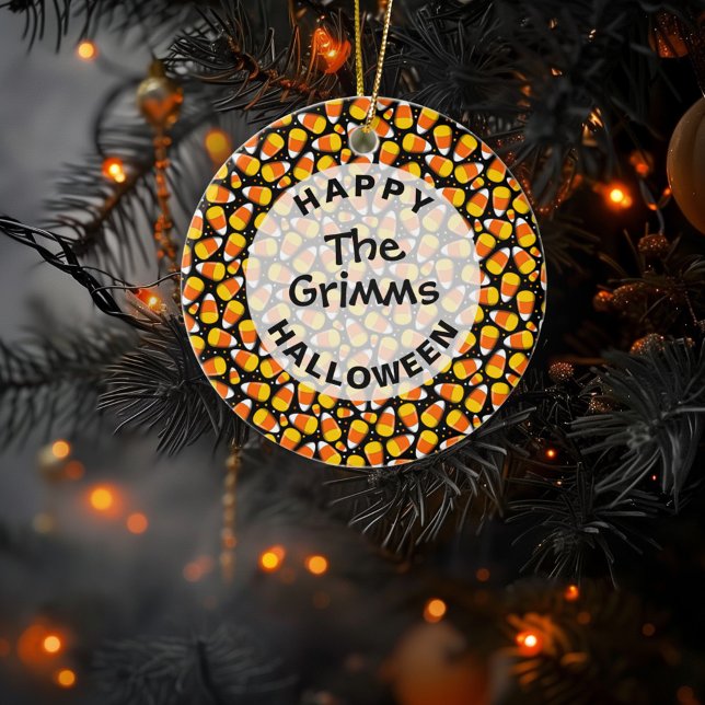 Candy Corn Muster Halloween Custom Keramik Ornament (Von Creator hochgeladen)