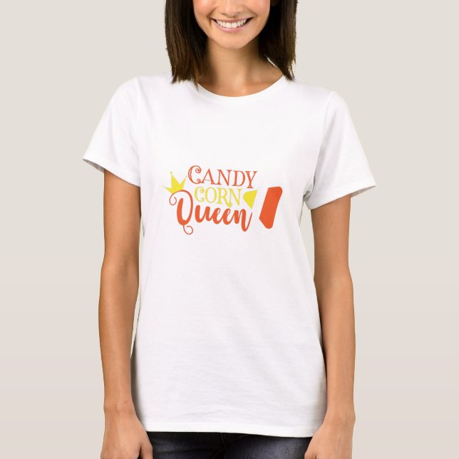 Candy Corn Queen Funny Niedlich Halloween T-Shirt (Vorderseite)