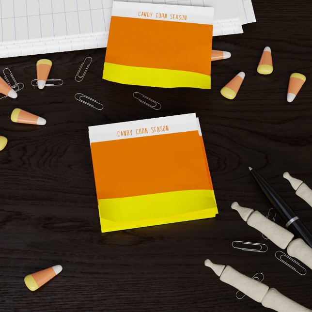 Candy Corn Season White Orange Yellow Stripes Post-it Klebezettel (It's Candy corn season and if you love bright post it notes, just add your name)