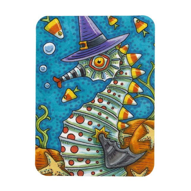CANDY CORN SEEPFERD, UNTER DEM MEER HALLOWEEN FISC MAGNET (Vertikal)