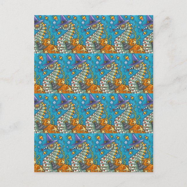 CANDY CORN SEEPFERD WITCH, UNTER DEM MEER HALLOWEE POSTKARTE (Vorderseite)