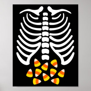 Candy Corn Skeleton Rib Cage Halloween Kostüm Poster