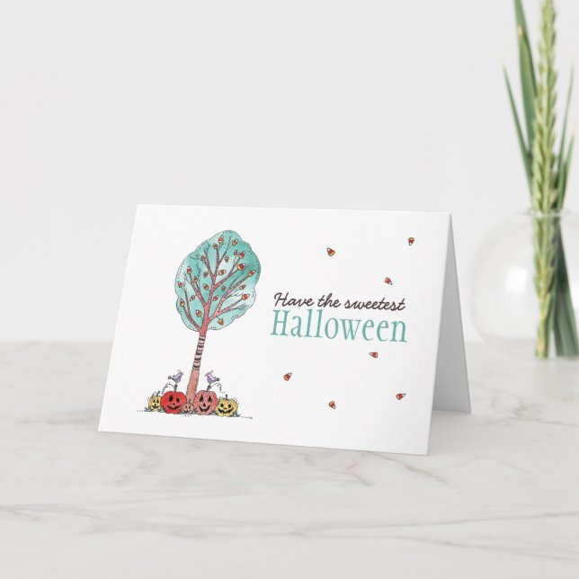 Candy Corn Sweetest Halloween Feiertagskarte (Vorderseite)