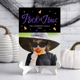 Candy Corn Trick oder Treat Halloween Foto Card