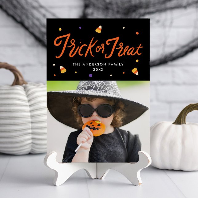 Candy Corn Trick oder Treat Halloween Foto Card (Von Creator hochgeladen)