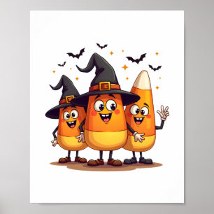 Candy Corn Trio - Funny Halloween Characters Poster
