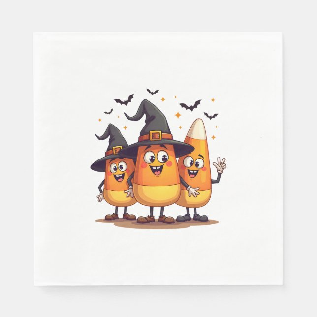 Candy Corn Trio - Funny Halloween Characters Serviette (Vorderseite)