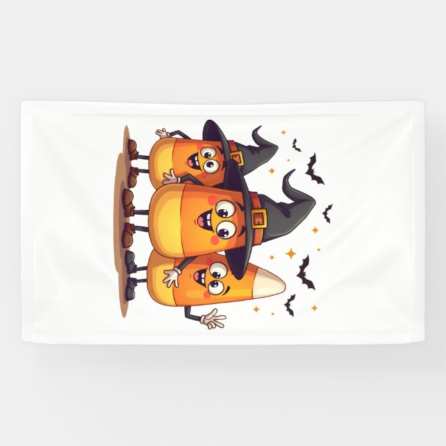 Candy Corn Trio � Lustige Halloween-Figuren Banner (Horizontal)
