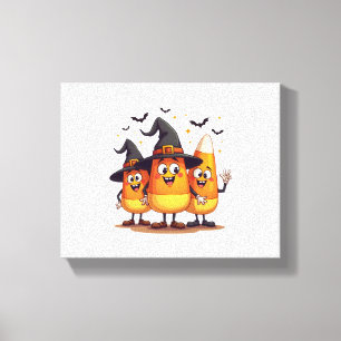 Candy Corn Trio – Lustige Halloween-Figuren Leinwanddruck