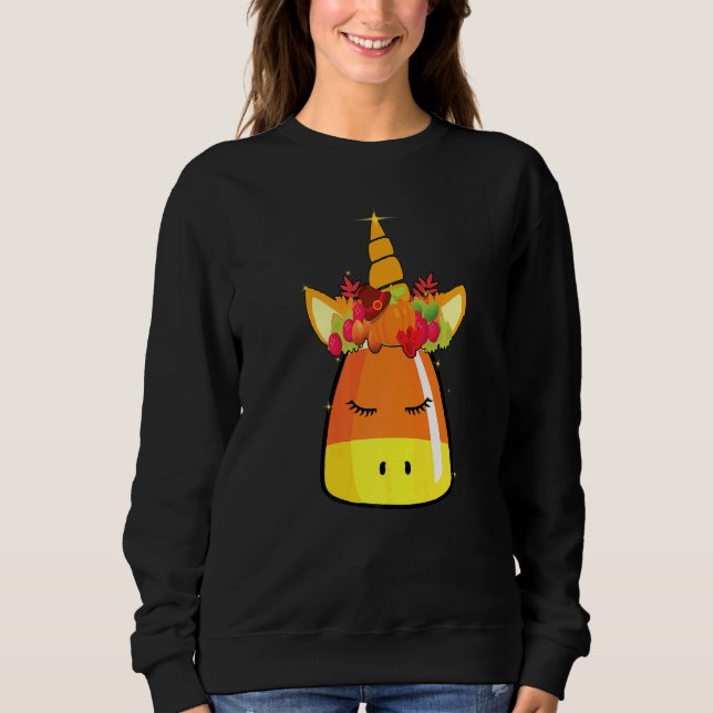 Candy Corn Unicorn Face Halloween Kostüm D Sweatshirt (Vorderseite)