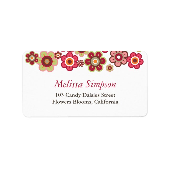 Candy Daisies Blume Blooms Baby Address Labels Adressaufkleber (Vorne)
