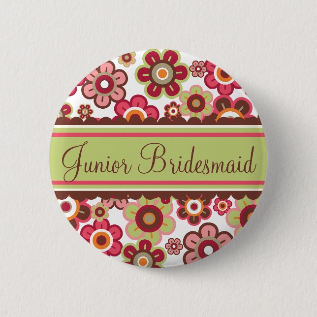 Candy Daisies Flowers Bridesmaid Wedding Button (Vorderseite)