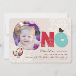 Candy Damask Chicks Girl 1. Geburtstag Party laden Einladung