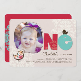 Candy Damask Chicks Girl 1. Geburtstag Party laden Einladung