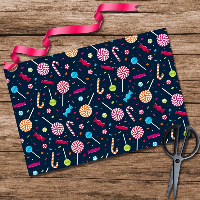 Candy Dandy Pattern Navy Blue Seidenpapier (Von Creator hochgeladen)