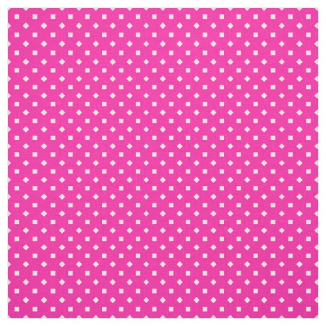 Candy Floss Pink White Square Polka Dots Fabric Stoff (Muster)