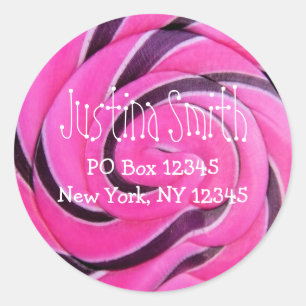 Candy Foto Hot Pink Lutscher Adresse Runder Aufkleber