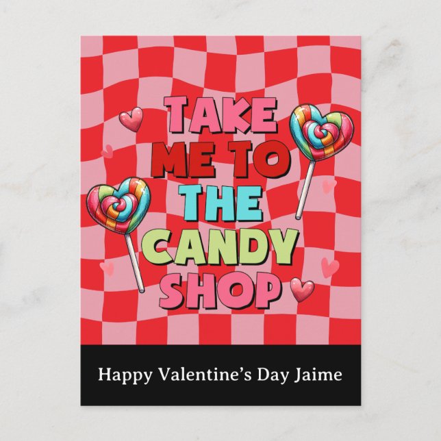 Candy Funny Valentines Day Postcard Postkarte (Vorderseite)